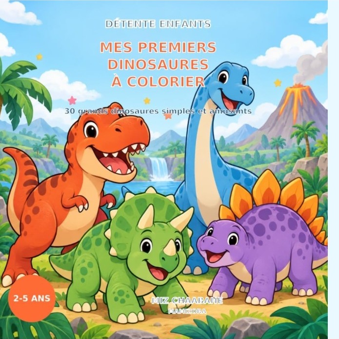 Couverture de Mes premiers dinosaures à colorier