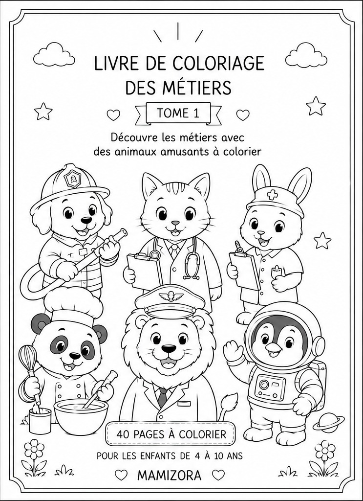 Couverture de Livre de coloriage des métiers – Tome 1
