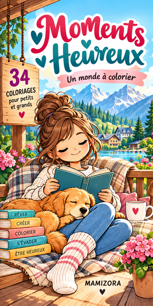 Couverture de Moments Heureux – Un monde à colorier